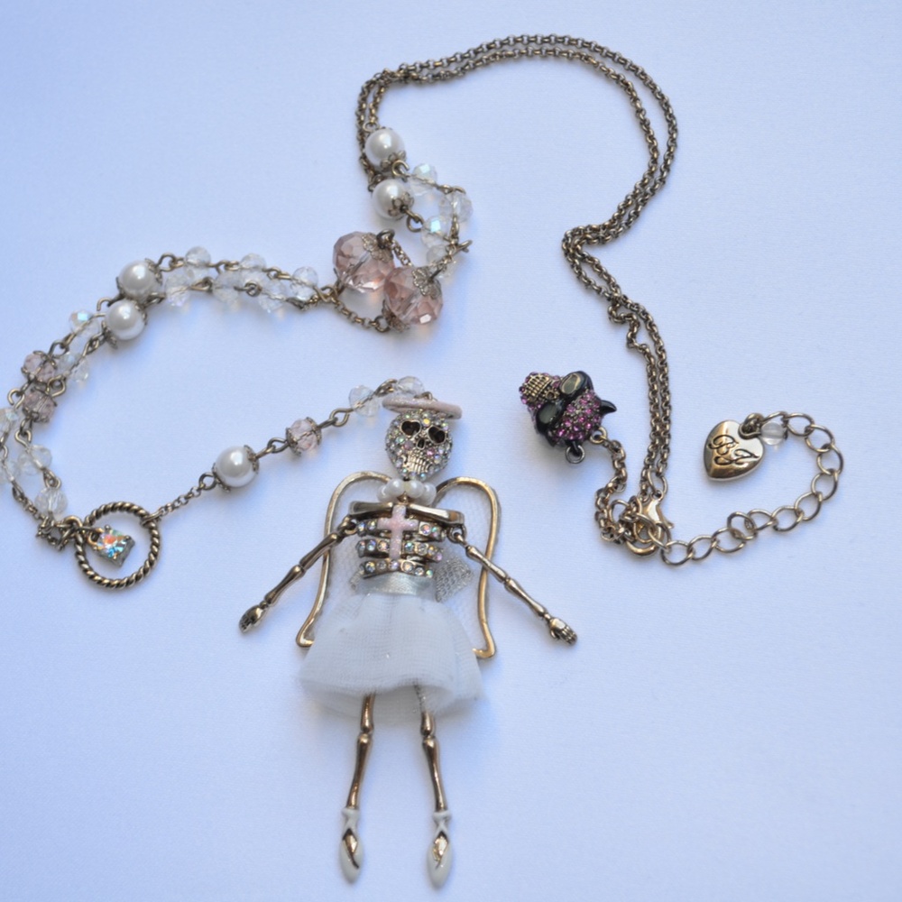 sold Betsey Johnson Angel Devil Halloween Long Necklace